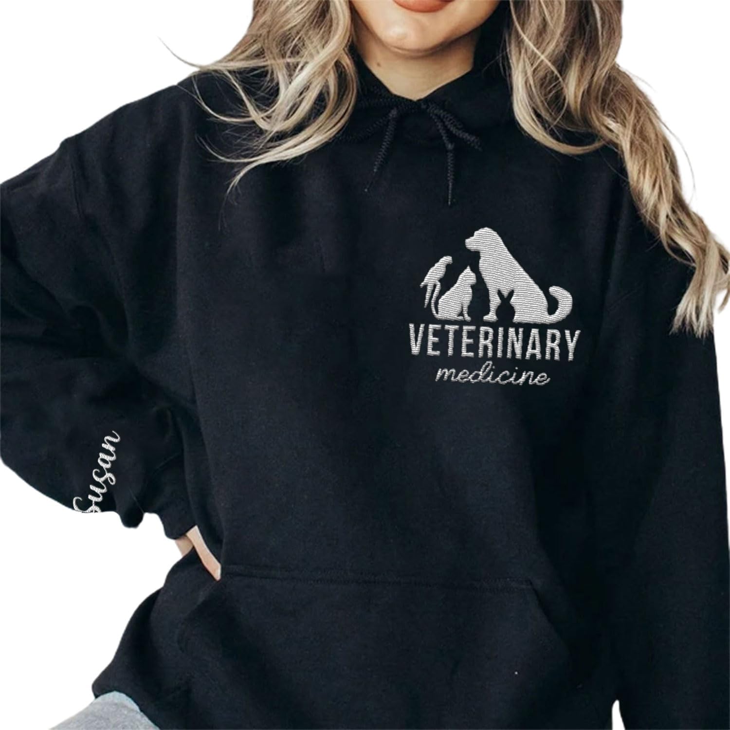Custom Embroidered Vet Assistant Sweatshirt, Veterinary Medicine Hoodie for Women, Vet Tech Crewneck Gifts for Veterinarian