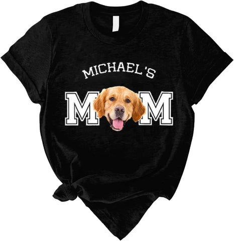 Personalized Dog Mom Shirt Sweatshirt Hoodie with Photo Names Puff Letters Gifts for Women Dog Lovers Christmas Mother's Day