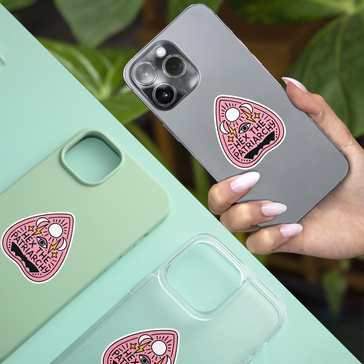 (3pcs) Hex The Patriarchy Sticker, Witchy Sticker, Feminist Sticker, Occult Sticker, Halloween Sticker Die-Cut Waterproof Vinyl Sticker Laptop Water Bottle Window Phone Helmet