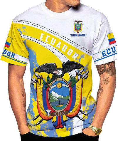 Mostprints Personalized Name Ecuador Shirt 3D, Ecuador Ecuadorian Flag Pride Gift T-Shirt, Ecuador Shirts for Men Women S-5XL