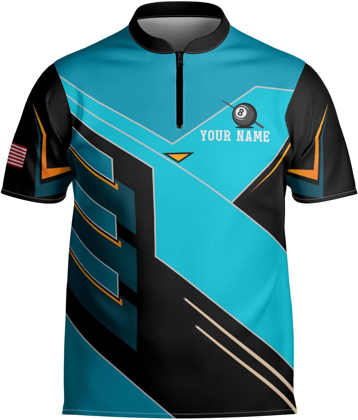 Personalized Billiard Bowling Jersey 3D Billiard Shirt Custom Billiard Flag Shirt Men's Pool Billiards Shirt 8 Ball Men Women