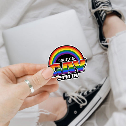 3Pcs Sounds Gay I'm in Sticker Funny LGBTQ Rainbow Flag Sticker Inclusion Matters Gay Pride Love Equality Rights Stickers Sounds Gay Im in LGBT Decal for Laptop Bottle Phone Car Hard Hat 3"x3"