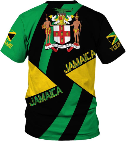 Ligthuy Personalized Jamaica Shirt 3D, Custom Jamaica Flag Lion Shirt for Men and Women, Jamaican Pride T-Shirt Unisex