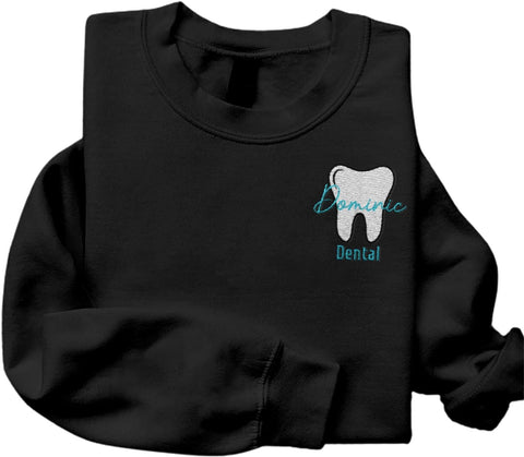 Personalized Dental Assistant Dental Hygienist Embroidered Sweatshirt Crew Neck Smile Dental Teeth Dentist Shirt Long Sleeve