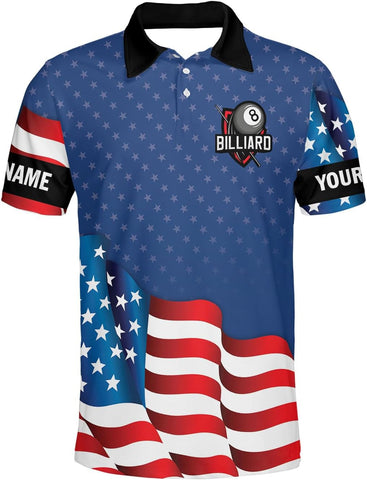 MoonArt Personalized Billiard Polo Shirts, Billiards Shirts for Men, Pool Shirts, 3D Billiards 8 Ball Pool, Billiard Team