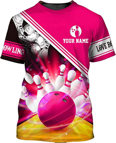 Custom Bowling Shirt Personalized Name Shirts Gift for Women & Men Womens Polo Team 3D Unisex Jersey Short Sleeve Funny