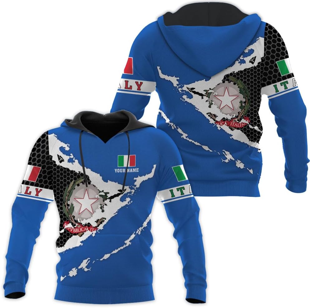 Ligthuy Personalized Name Italy Shirt 3D, Custom Italian Shirt Flag for Men and Women, Italia Shirt Soccer Unisex Size