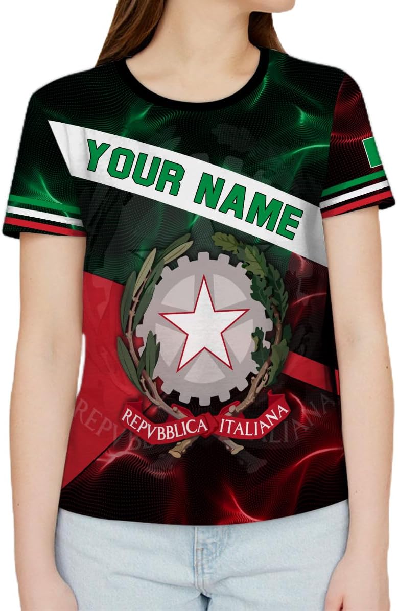 Mostprints Personalized Name Italy Shirt 3D, Custom Italian Shirt Flag for Men and Women, Italia Shirt Soccer Unisex Size