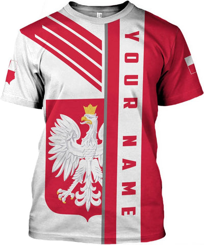 MoonArt Personalized Name Poland Shirt 3D, Poland Pride Shirts, Retro-Feel Polish Eagle Polska Unisex T-Shirt Polish Eagle