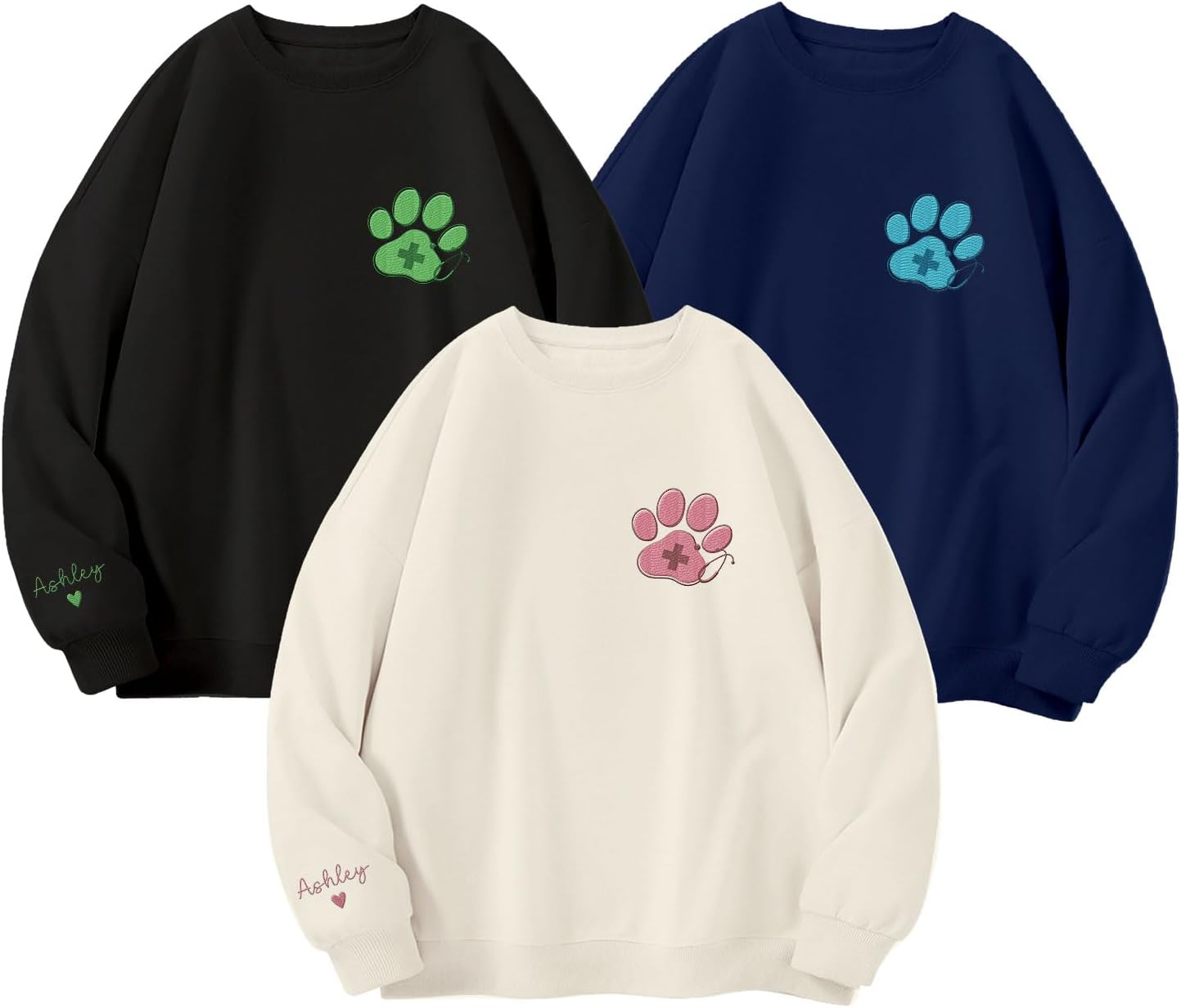 Leeprints Personalized Embroiderd Veterinary Medicine Sweatshirt - Vet Tech Sweater, Veterinarian Gift, Vet Med Staff Gifts