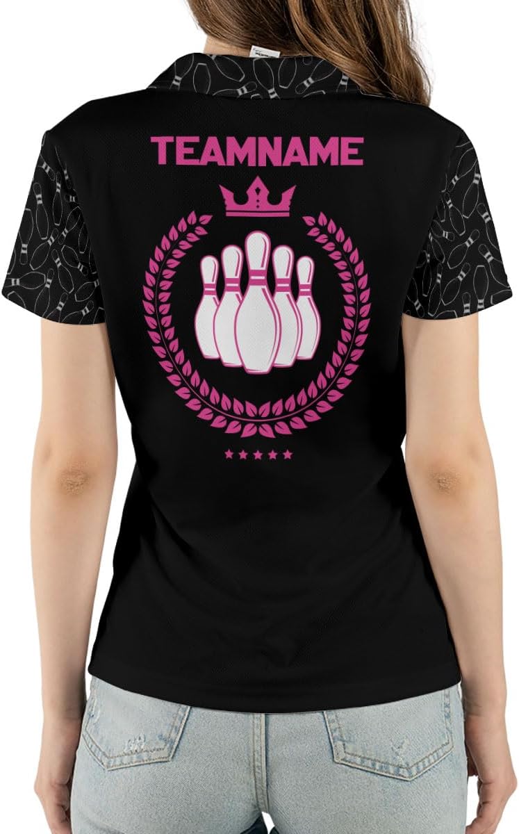 Personalized Bowling Shirts for Women, Custom Name Women Bowling Jersey, Ladies Bowling Polo Shirt for Team