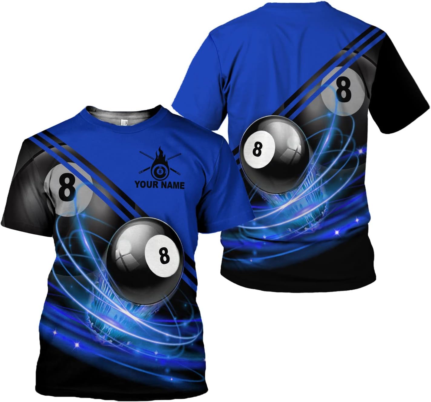 AOVL Personalized Billiard Shirts 3D Billiard Shirt Custom Billiard Flag Shirt Men's Pool Billiards Shirt 8 Ball Men Women