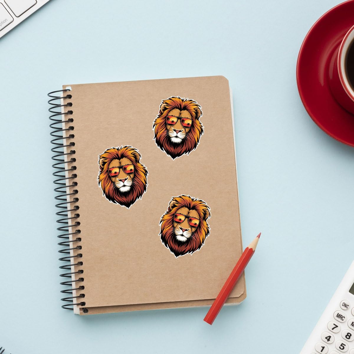 3Pcs Cool Lion with Sunglasses Sticker, Lion Face Bumper Sticker, Lion Head Stickers, Animals Vinyl Sticker Decal, Funny Leo Sticker - Sticker for Laptop Water Bottle Phone Hard Hat 3" (Lion 1)