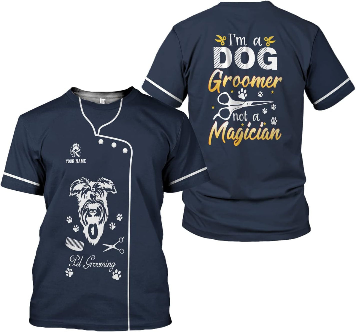 RoyalBro Personalized Dog Groomer Shirt Custom Dog Cat Grooming Stylish Shirts Groomers Tshirts Groomer Tshirt Men & Women (Style 8) Multicolor