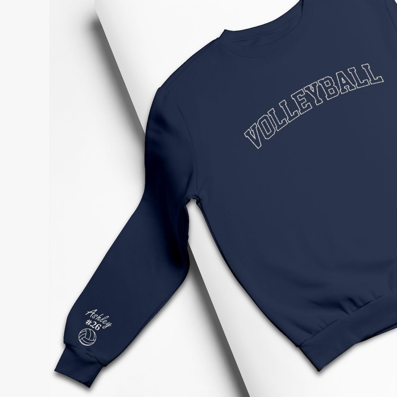 AOVL Personalized Volleyball Embroidered Sweatshirt, Volleyball Sweatshirt,Sweatshirt Volleyball Shirt Volleyball Crewneck