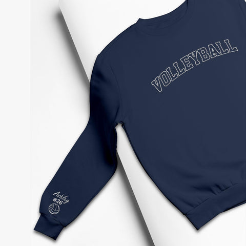 AOVL Personalized Volleyball Embroidered Sweatshirt, Volleyball Sweatshirt,Sweatshirt Volleyball Shirt Volleyball Crewneck