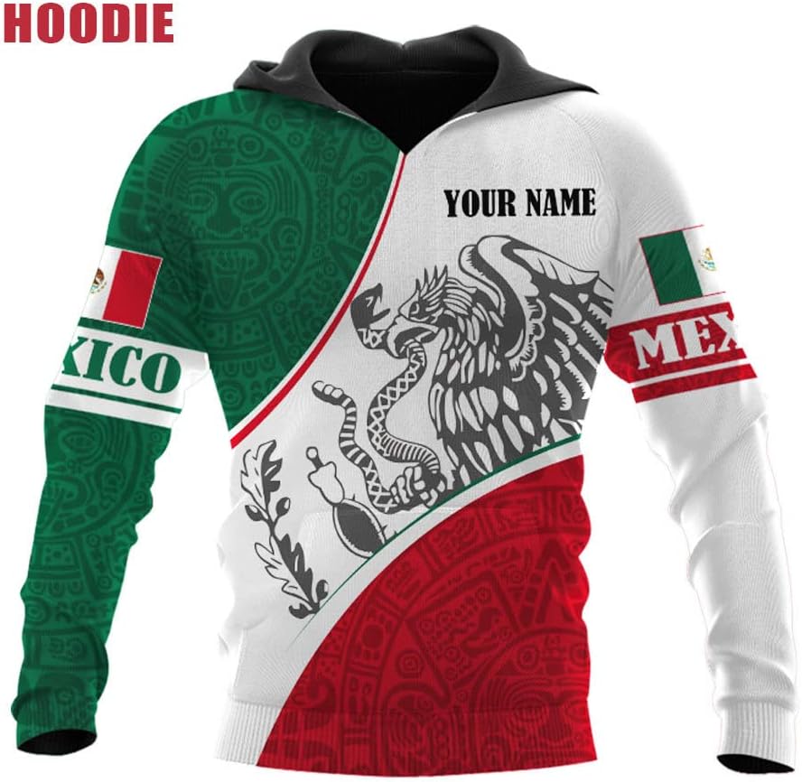 Personalized Name Mexican Hoodie 3D, Customized Mexican Hoodies for Men, Unisex Mexico Hoodie 3D, Mexico Hoodies for Men, Mexico Flag Gift for Women, T Shirt, Zip Up Hoodie, Sweatshirt HD27