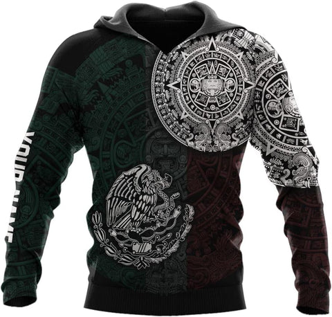 Personalized Name Aztec Hoodie Men, Unisex 3D Aztec Hoodies for Men and Women, Aztec Warrior Mexican Hoodie, Mexico hoodie