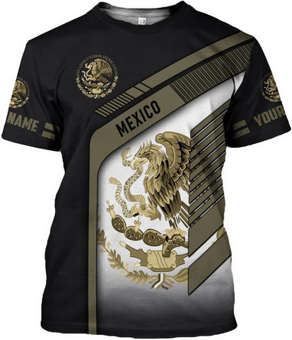 Mostefy Personalized Name Mexican Shirts 3D Customized Mexico Shirt US Flag, Mexican Shirts for Women Unisex