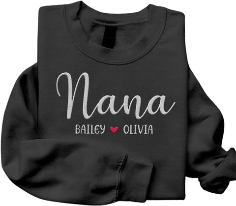 Riveprints Personalized Nana Sweatshirt for Women, Custom Nana with Grandkids Names Gifts Christmas, Valentine, Mothers Day