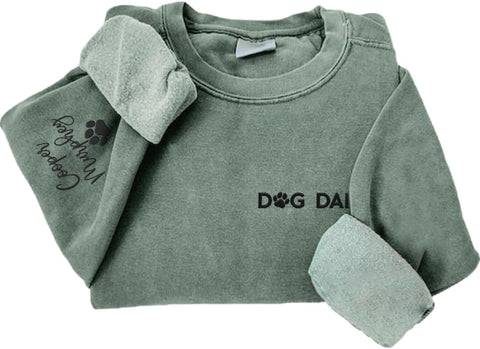 Personalized Embroidered Dog Dad Crewneck Sweatshirt, Custom Dog Dad Shirt Gift for Men (Cotton + Polyester, SS2)