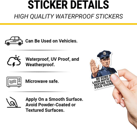 Be Sure to Look Both Ways Before You Go Fck Yourself 3" Sticker, Gift Be Sure to Look Both Ways Before You Go Fuck Yourself Stickers Adult Car Decal for Laptop Water Bottle Toolbox Phone Case