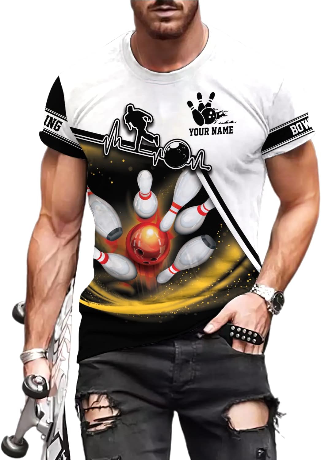 Pretyprints Personalized Bowling Shirt - Custom Bowling Gift for Women & Men
