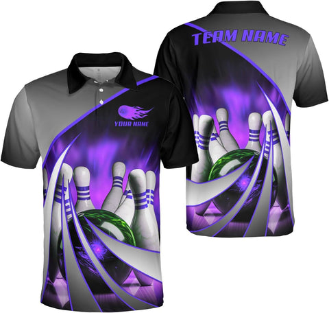 Ligthuy Personalized Name Bowling Polo Shirts 3D for Men and Women, Bowling Shirt, Bowling Shirts for Men Team Bowling Shirt