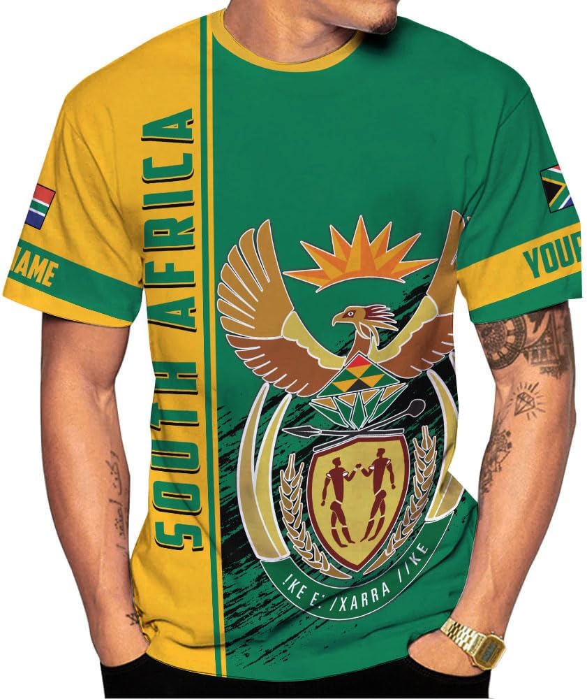 MoonArt Personalized South Africa 3D Shirt, African Pride T-Shirt, South Africa African Flag National Tshirt South African