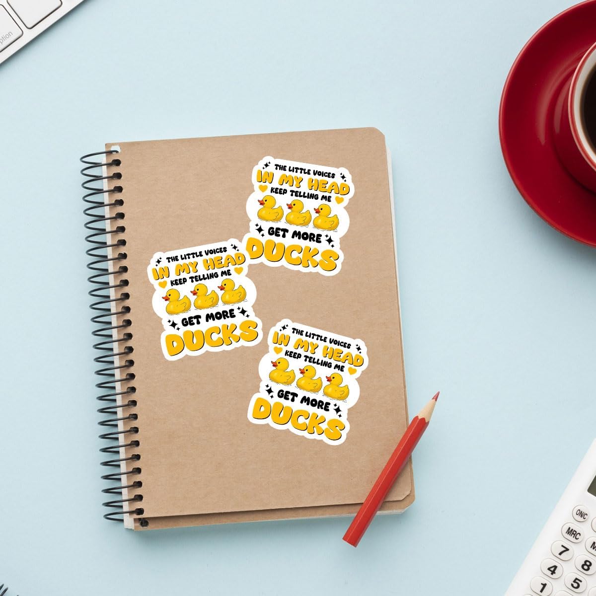 3 Pcs The Little Voice Get More Ducks Sticker, Rubber Duck Cute Duck Stickers, Silly Goose Sticker for Laptop Water Bottle Phone Car Window Helmet Vinyl Stickers 3 Inches