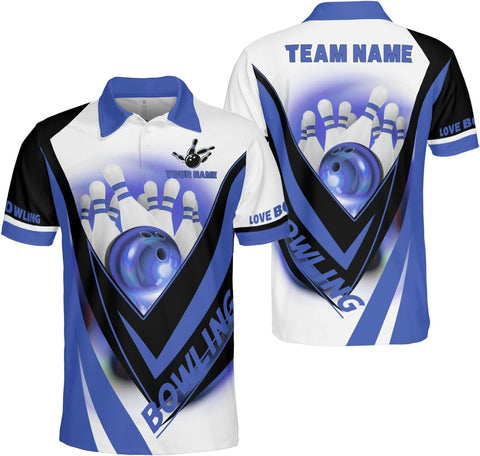 Ligthuy Personalized Name Bowling Polo Shirts 3D for Men and Women, Bowling Shirt, Bowling Shirts for Men Team Bowling Shirt