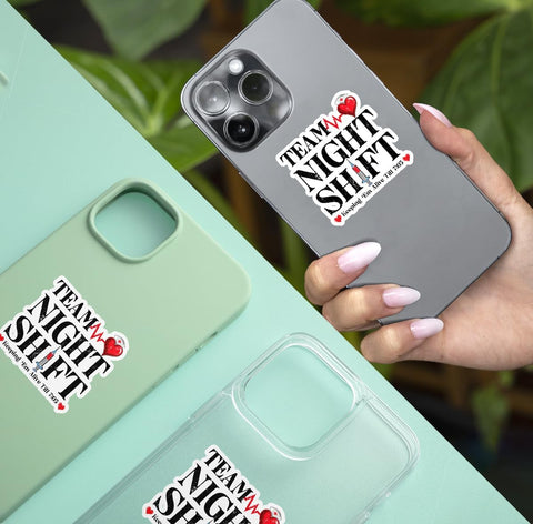3 Pcs Team Night Shift Sticker, Night Shift Nurse Sticker, Medical Worker Sticker, Funny Nurse Gift, RN BSN CNA Doctor Vinyl Sticker 3 Inches for Laptop Water Bottle Phone Helmet Kindles Tumbler