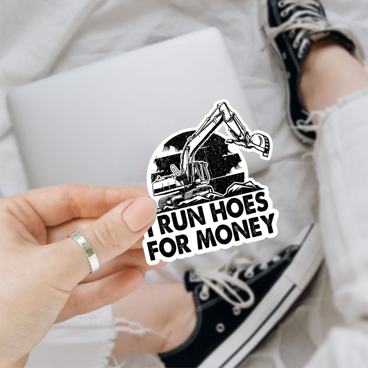 3 Pcs I Run Hoes for Money Sticker - Heavy Equipment Operator Excavator Gift - Construction Worker Toolbox Stickers for Laptop, Water Bottle, Phone, Car, Helmet 3"x3" (RH2)