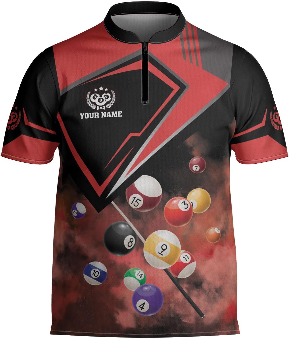 Intenprints Personalized Billiard Jerseys, Billiards Shirts for Men, Custom 8 Pool Billiard Quarter-Zip Pool Billiard Gifts