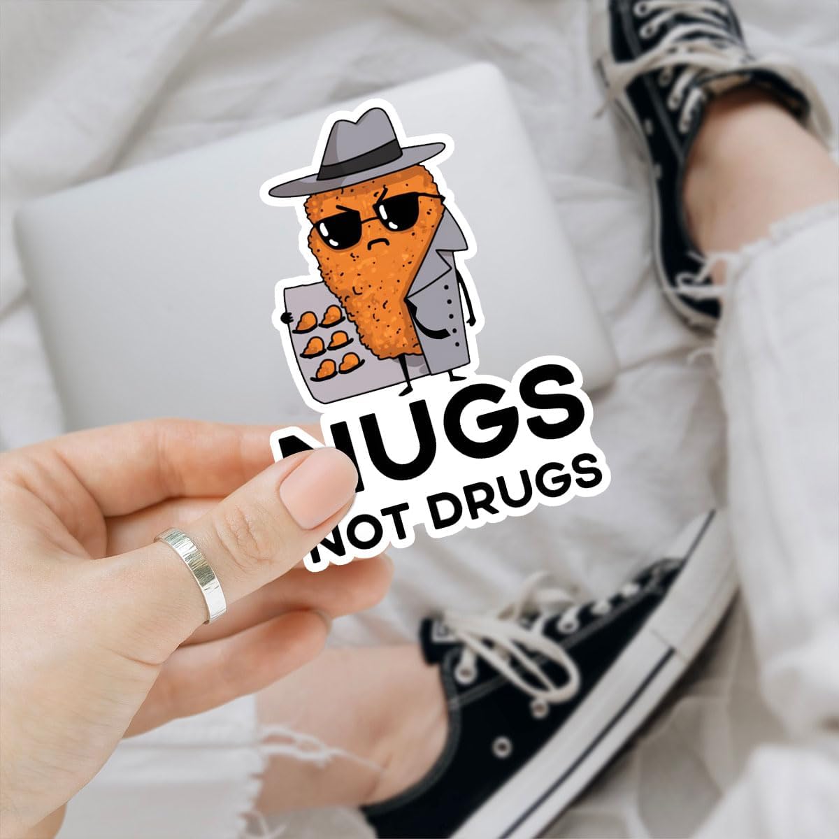 3 Pcs Nugs Not Drugs Sticker, Chicken Nugget Sticker, Funny Chicken Nugget Sticker Die-Cut Waterproof Vinyl Sticker Laptop Water Bottle Window Phone Helmet 3"x3"