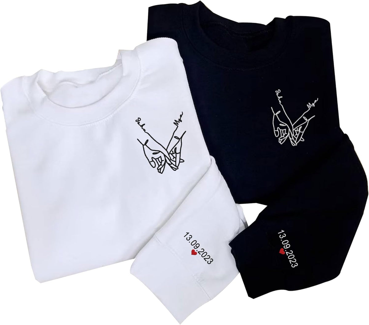 Leeprints Personalized Couple Embroidered Sweatshirt, Roman Numeral Anniversary For Couples Matching Gifts With Initial Heart