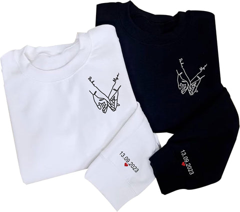 Leeprints Personalized Couple Embroidered Sweatshirt, Roman Numeral Anniversary For Couples Matching Gifts With Initial Heart