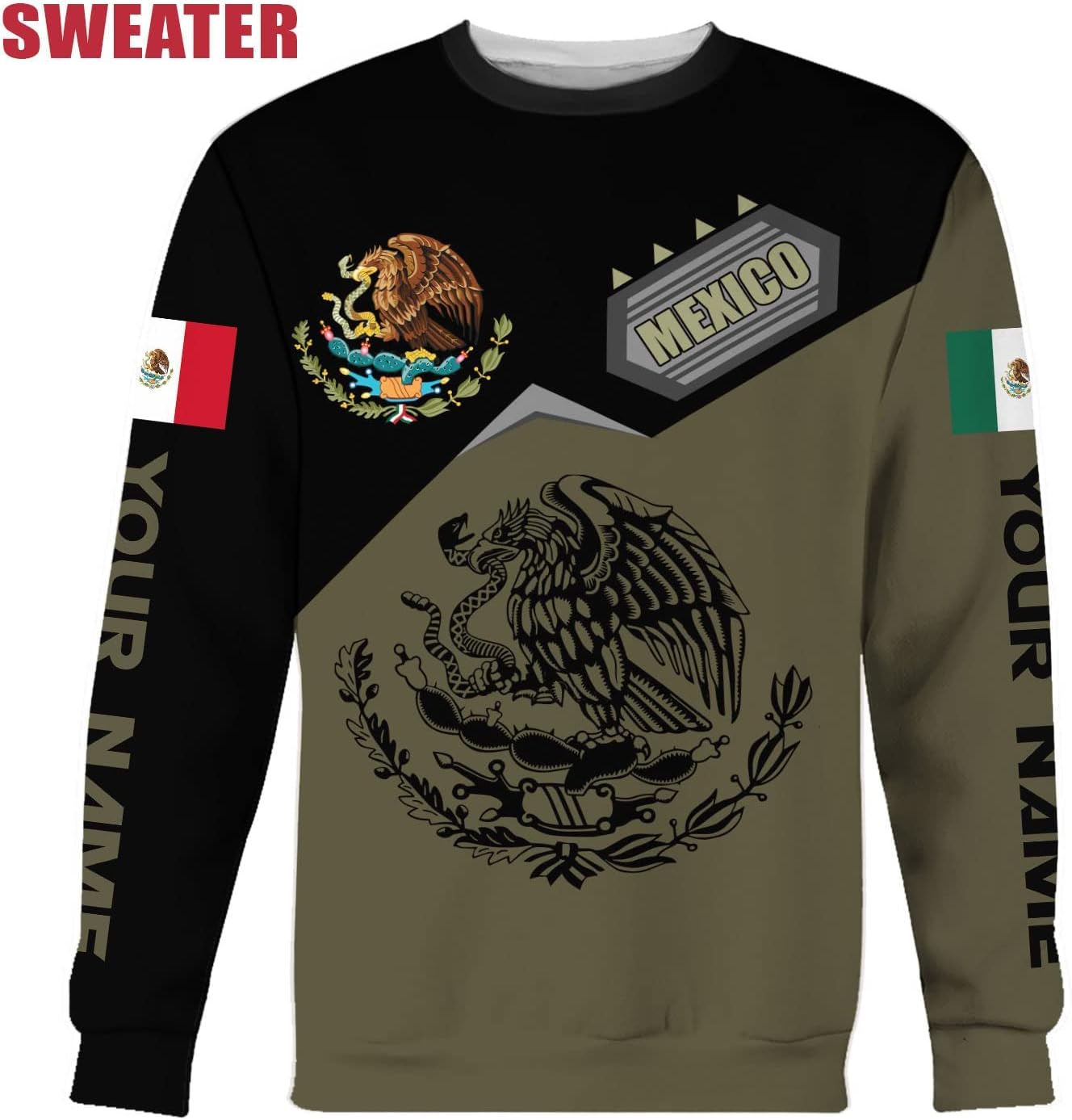 Mostefy Personalized Name Mexican Hoodie 3D, Customized Mexico Hoodies for Men and Women