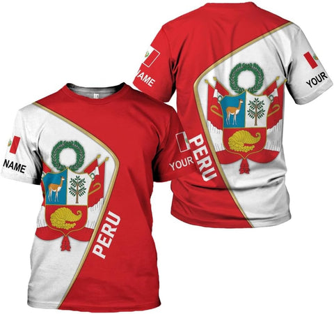 MAPrints Personalized Name Peru Shirts for Men and Women, Custom Peru 3D Tshirt, Peru Flag Pride Shirt, Peruvian Camisa Shirt