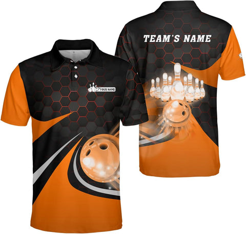 Mostprints Personalized Name Bowling Polo Shirts 3D for Men and Women, Bowling Shirt, Bowling Team