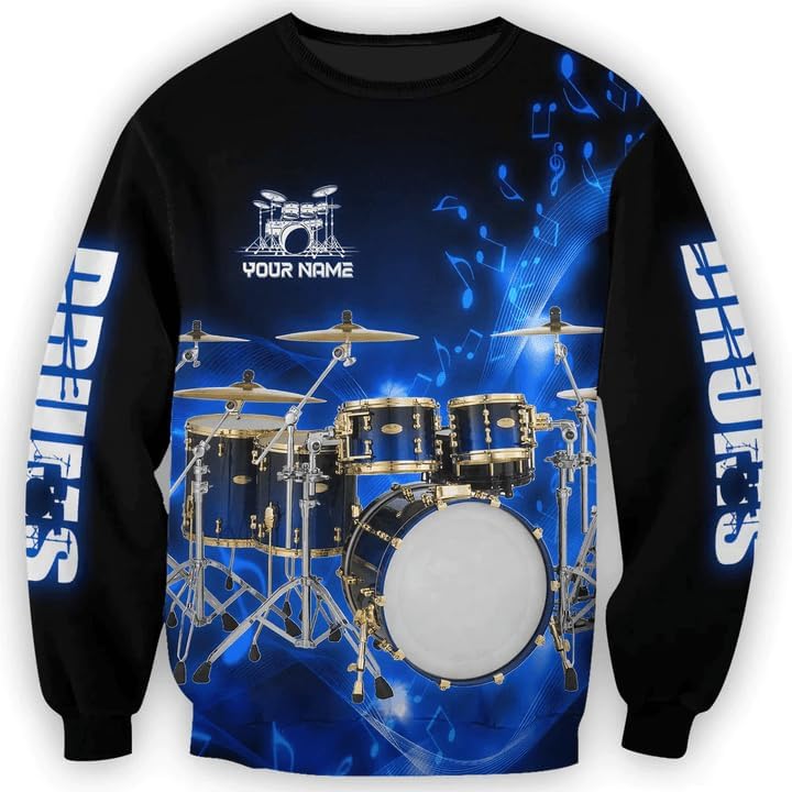 Personalized 3D Drummer Shirt - Custom Name 3D Drum Shirt Gift for Women & Men