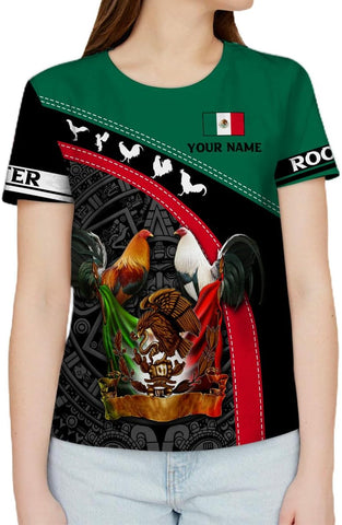 Mostefy Personalized Name Mexican Shirts for Men 3D, Rooster Mexico Shirts for Men, Mexico Shirt Eagle Flag Mexican Eagle New
