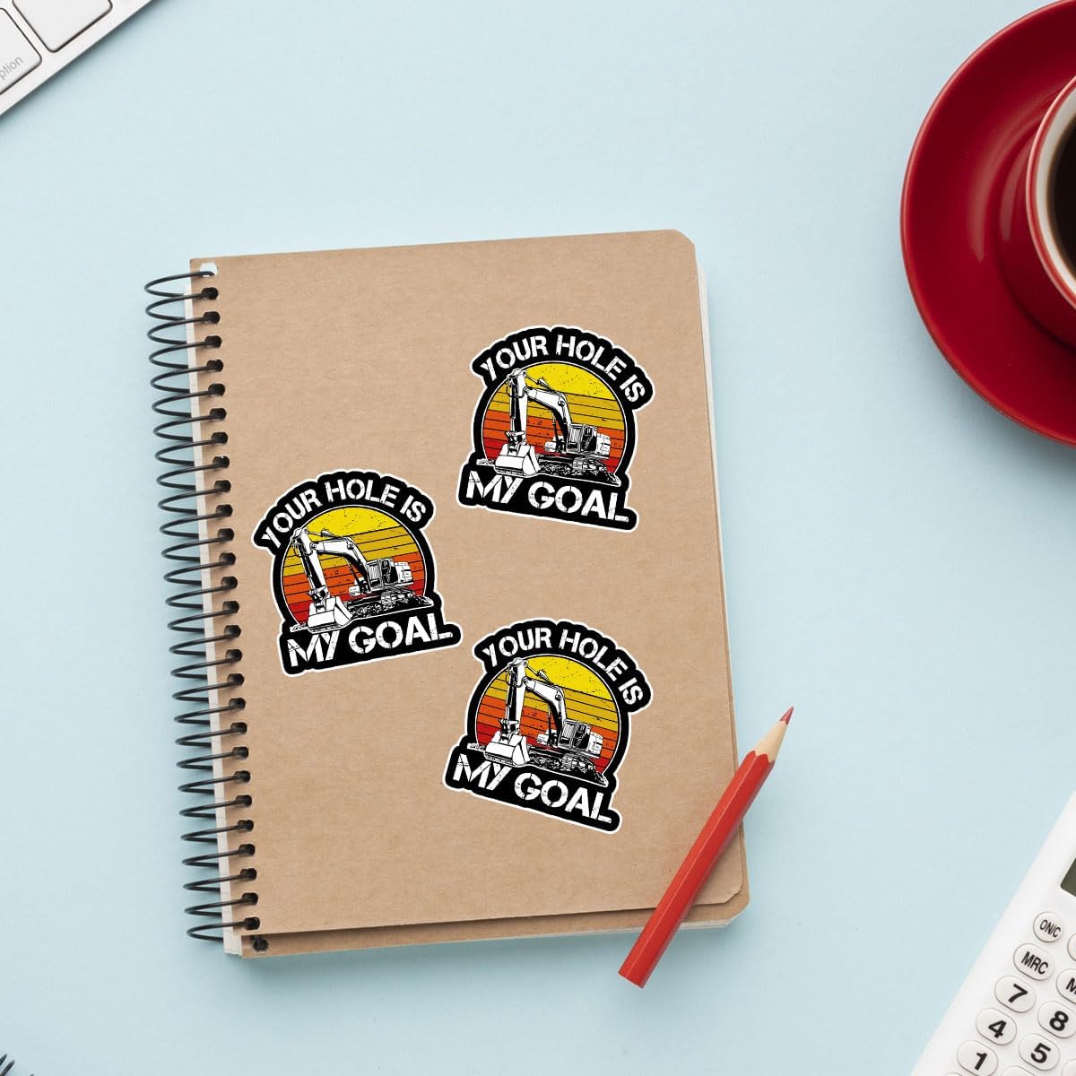 3 Pcs Your Hole is My Goal Sticker, Heavy Equipment Operator Excavator Gift Sticker Construction Worker Funny Gag Toolbox Vinyl Stickers for Laptop Water Bottle Phone Car Window Helmet 3"x3" (H2)