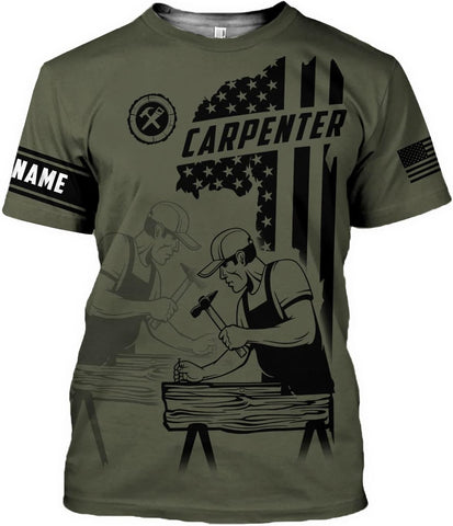 Personalized Name Carpenters Shirts for Men, Customized Name Carpenter Tshirt, Carpenter Gifts for Men Women 1