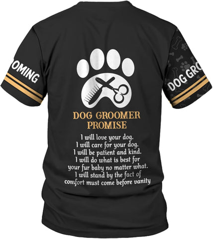Mostprints Personalized Name Dog Groomer Shirt 3D, Funny Dog Groomer Apparel Shirts, Dog Groomer Gifts for Men and Women
