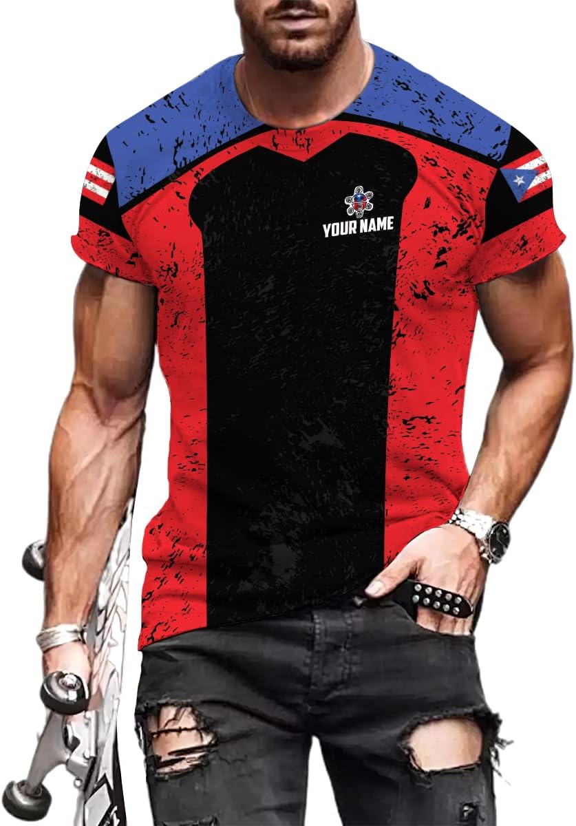 Personalized Name Puerto Rico T-Shirt 3D, Puerto Rico Shirt for Men Women, Puerto Rico Flag T Shirt All Over Printing S-5XL