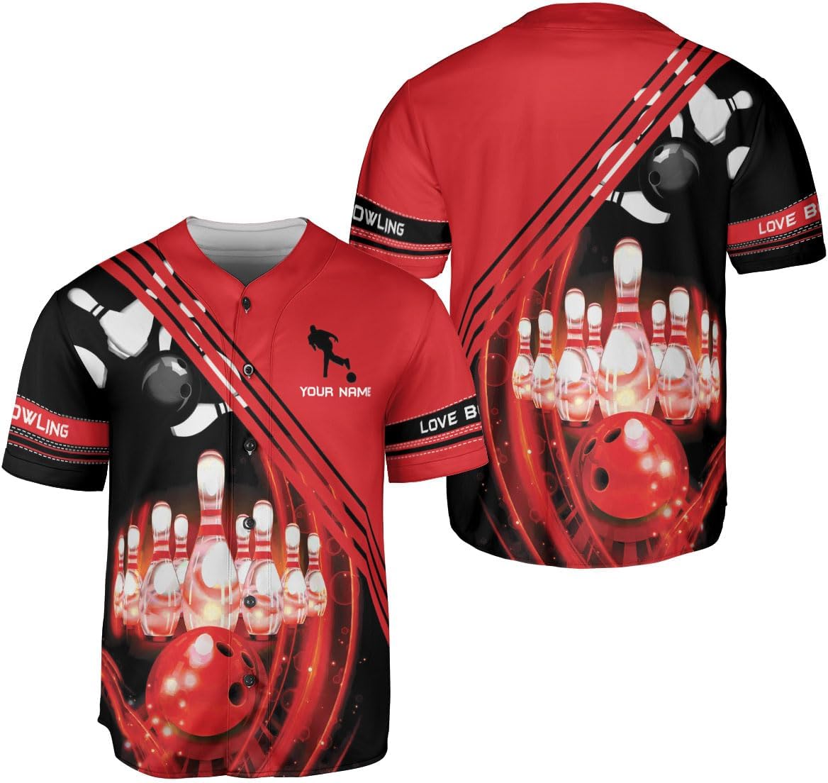 HomeDesign Personalized Bowling Baseball Jersey Custom Bowling Shirts Bowling Gift Bowling Jersey Bowling Shirt Men Womens