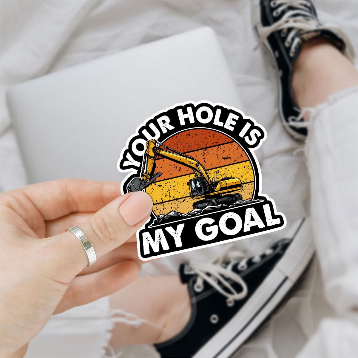 3 Pcs Your Hole is My Goal Sticker, Heavy Equipment Operator Excavator Gift Sticker Construction Worker Funny Gag Toolbox Vinyl Stickers for Laptop Water Bottle Phone Car Window Helmet 3"x3" (H1)