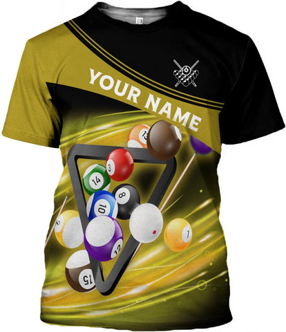 Pretyprints Personalized 3D Billiard Shirt Custom Name Men Women Team Apparel Pool 8 Ball Flag Tshirt Billiards Shirts Gift