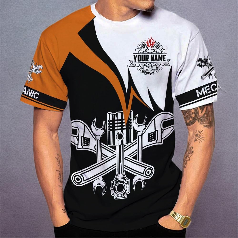 AOVL Personalized Mechanic Shirt 3D Mechanic Shirts Tool Box Mechanic for Men Women Mechanic Garage T-Shirt Mechanics S-5XL